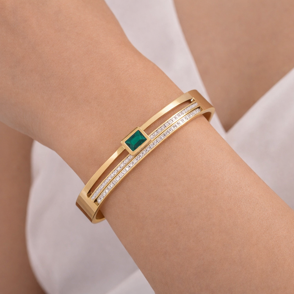 Emerald Luxe Crystal Bangle
