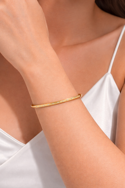 Minimal Crystal Gold Bangle