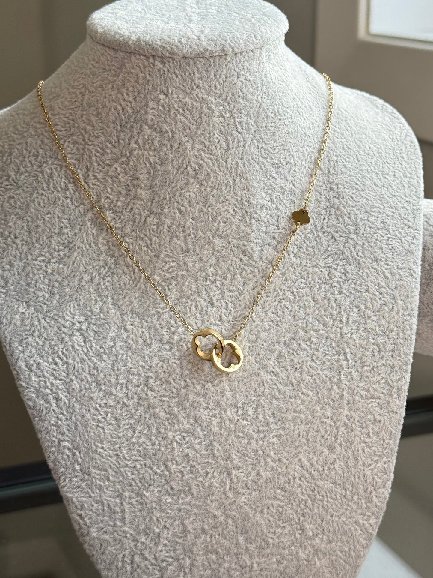 Double Clover Gold Necklace