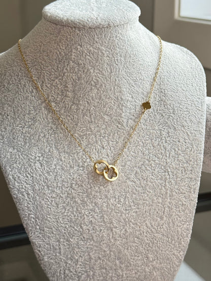 Double Clover Gold Necklace