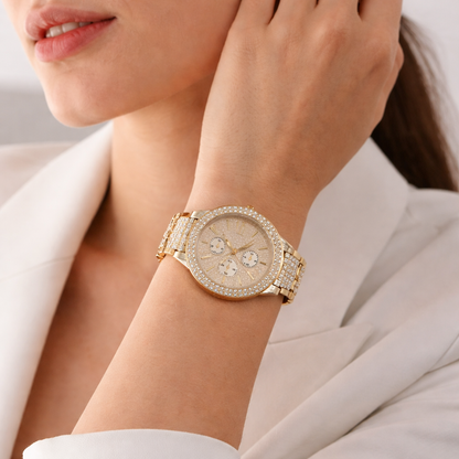 Crystal Luxe Gold Watch