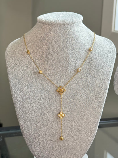 Golden Clover Drop Necklace