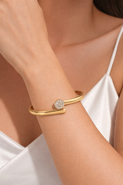 Crystal Gold Open Bangle