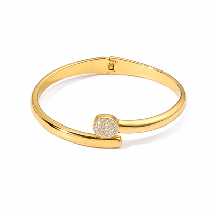 Crystal Gold Open Bangle