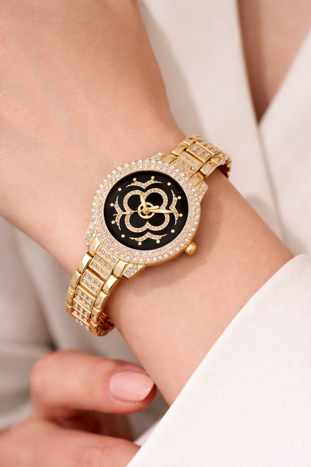 Luxe Crystal Gold Watch