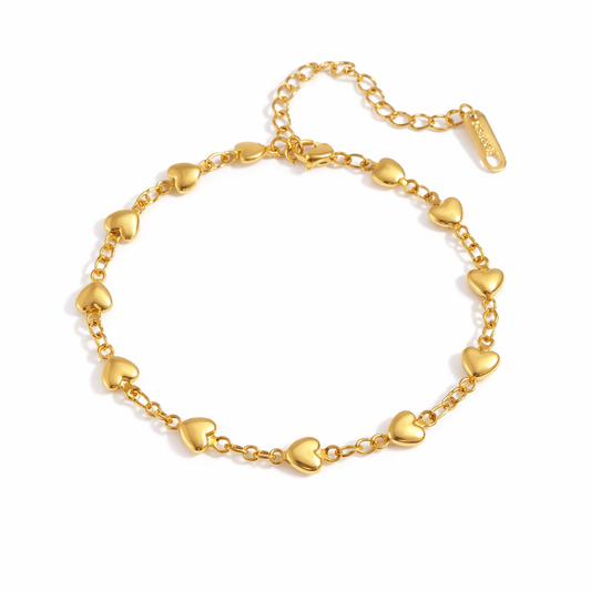 Elegant Gold Heart Charm Bracelet