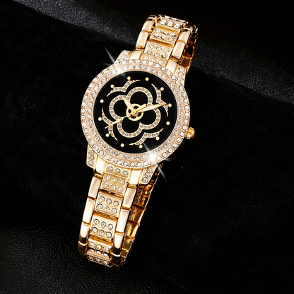 Luxe Crystal Gold Watch
