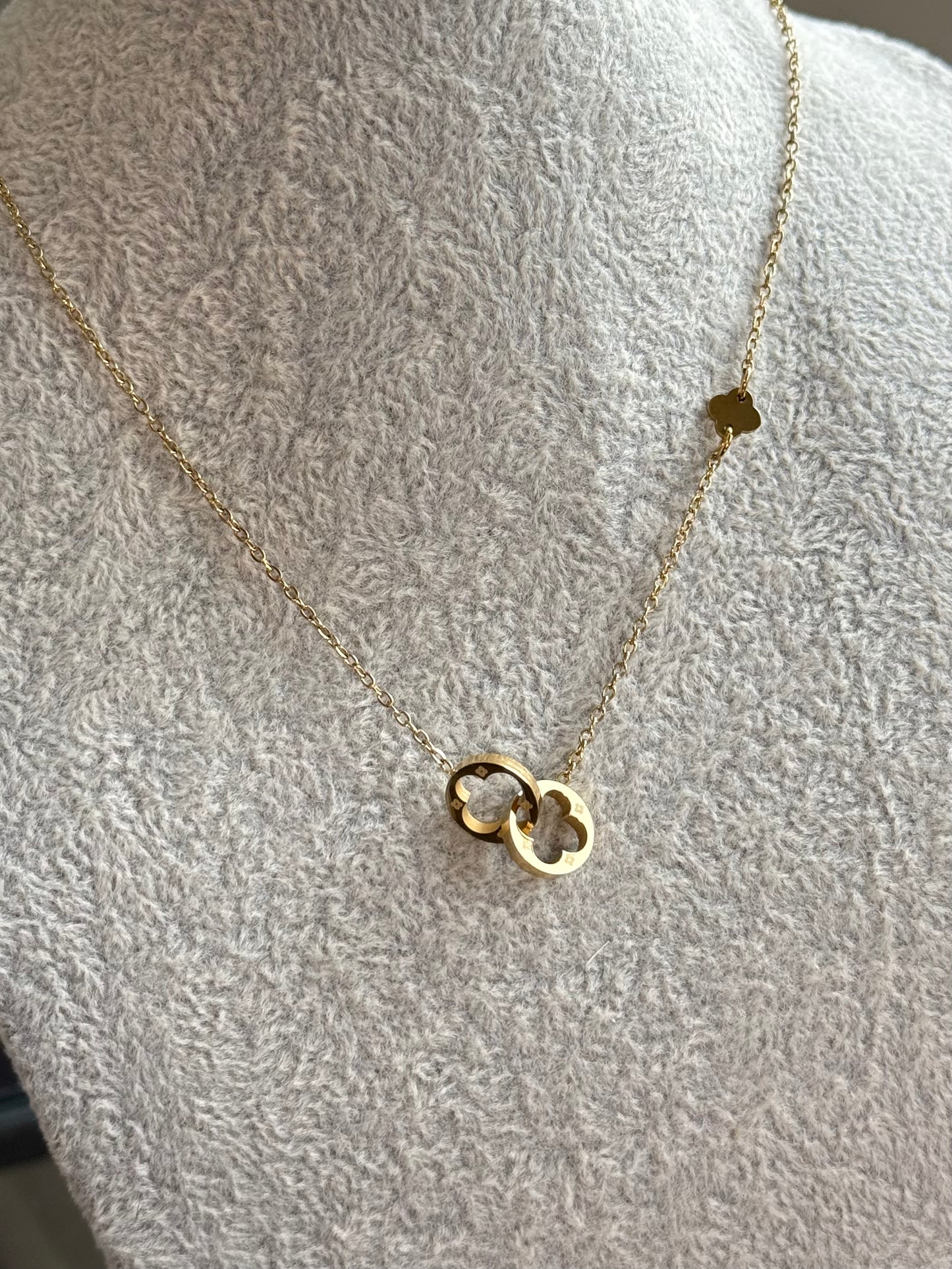 Double Clover Gold Necklace