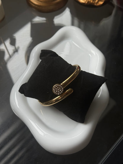 Crystal Gold Open Bangle
