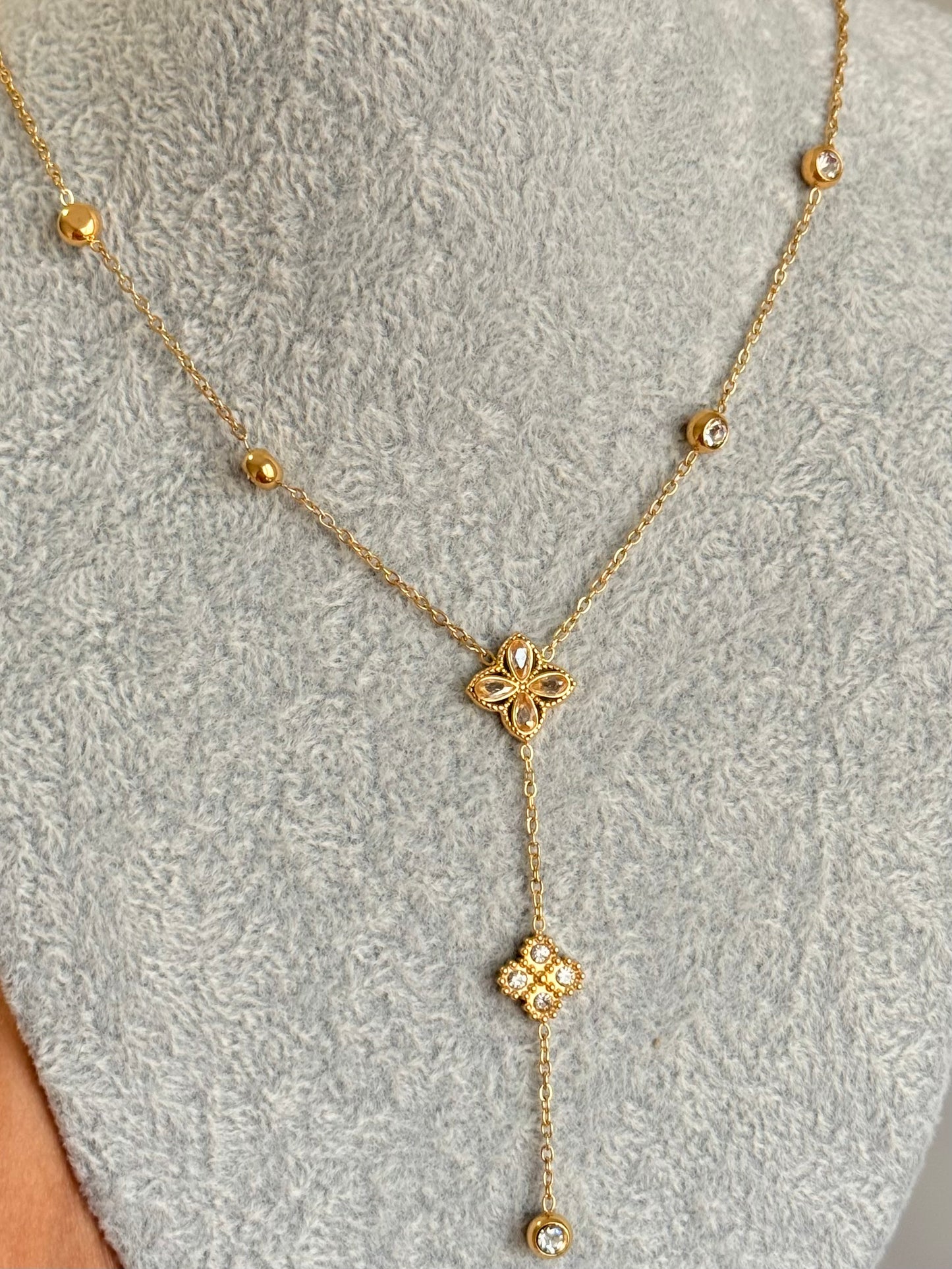 Golden Clover Drop Necklace