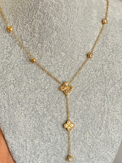 Golden Clover Drop Necklace