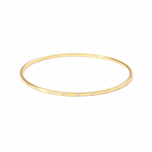 Minimal Crystal Gold Bangle