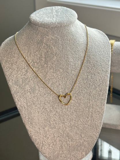 Golden Heart Loop Necklace