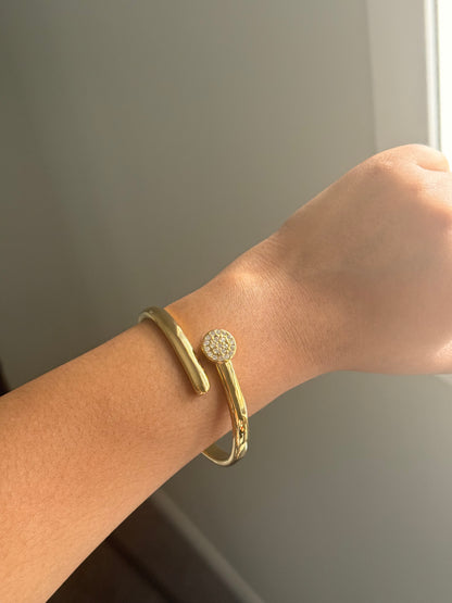 Crystal Gold Open Bangle