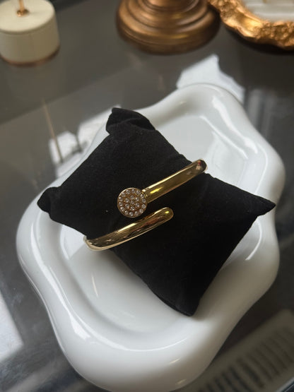 Crystal Gold Open Bangle