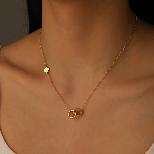 Double Clover Gold Necklace