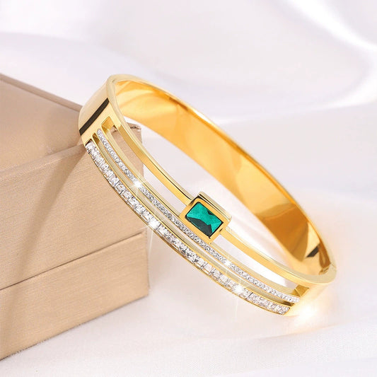 Emerald Luxe Crystal Bangle