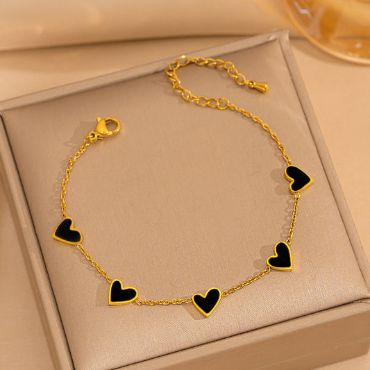 Black heart charm bracelet