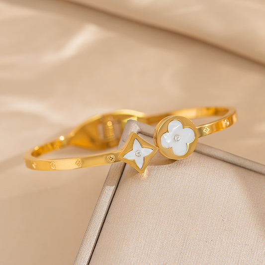 Blush Clover Gold Bangle