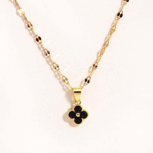 Black Clover Pendant Necklace