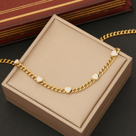 Golden Heart Charm Necklace