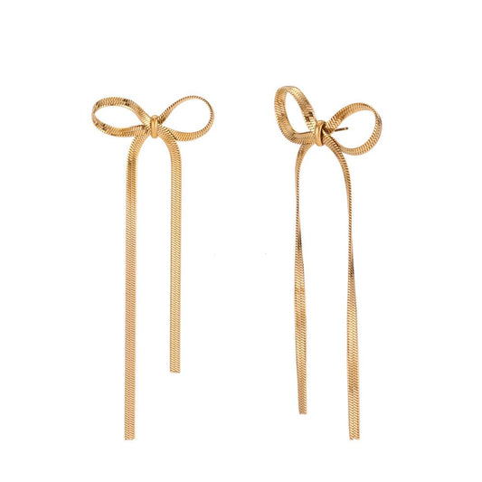 Golden Bow Drop Earrings