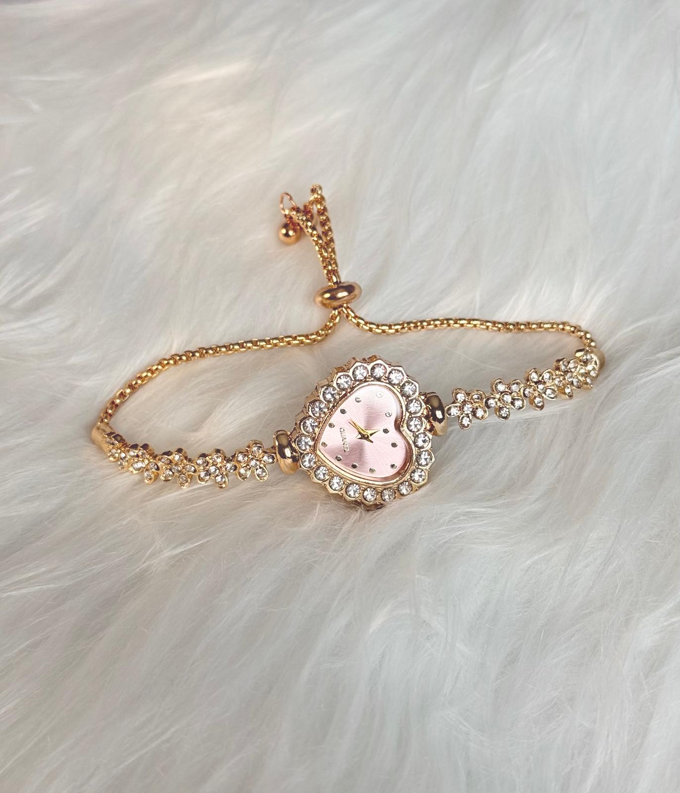 Crystal Heart Bracelet Watch