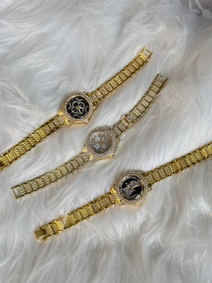 Luxe Crystal Gold Watch