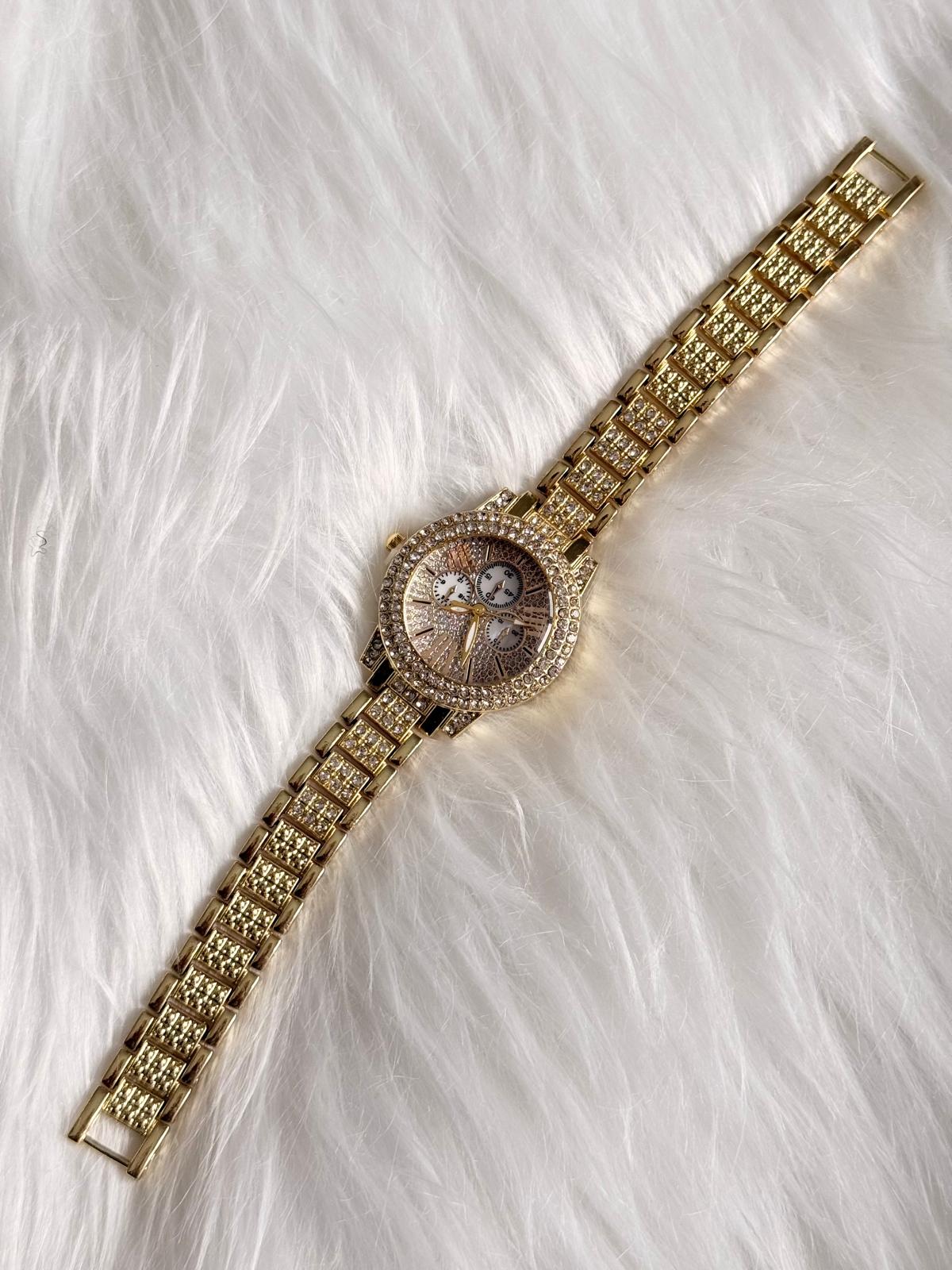 Crystal Luxe Gold Watch