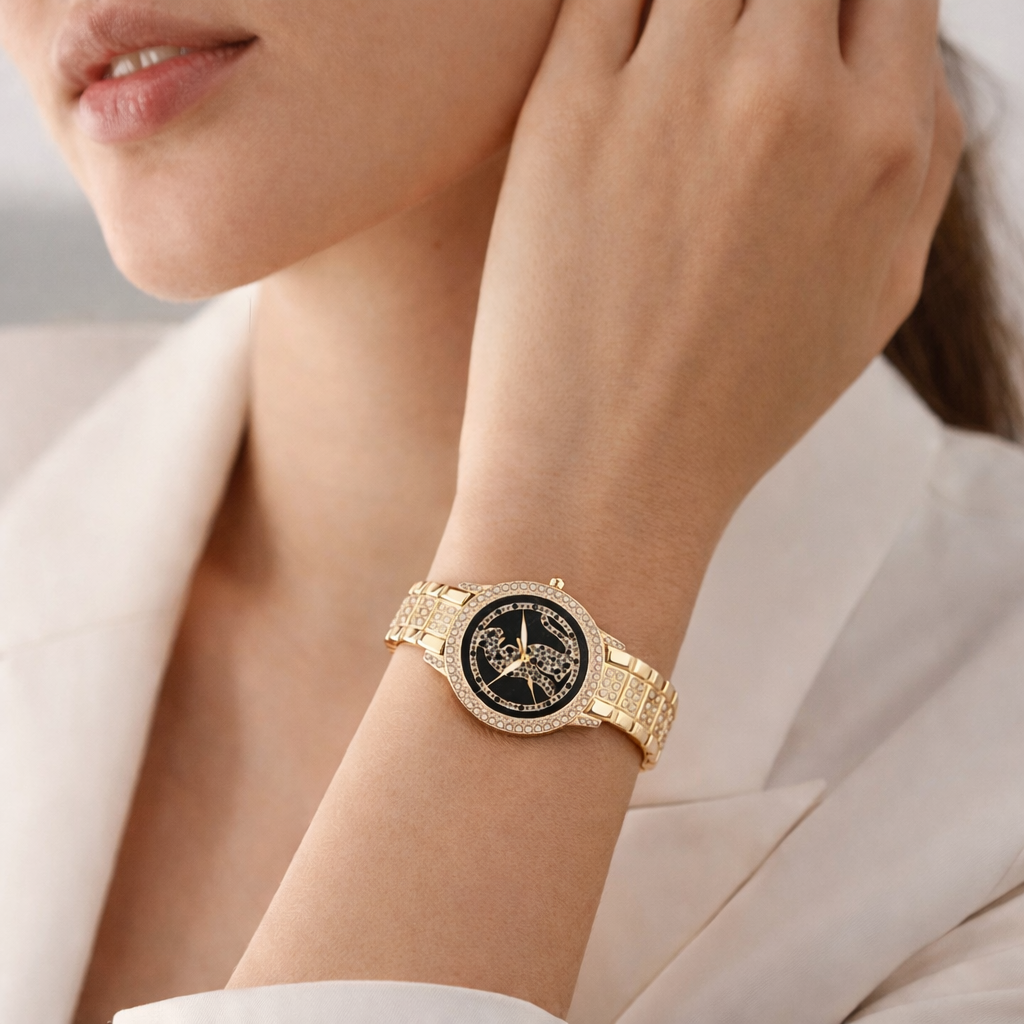 Luxe Leopard Crystal Watch