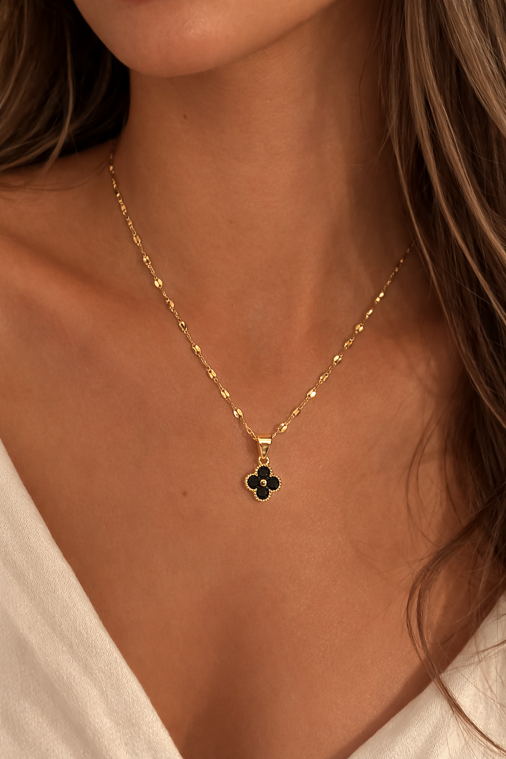 Black Clover Pendant Necklace