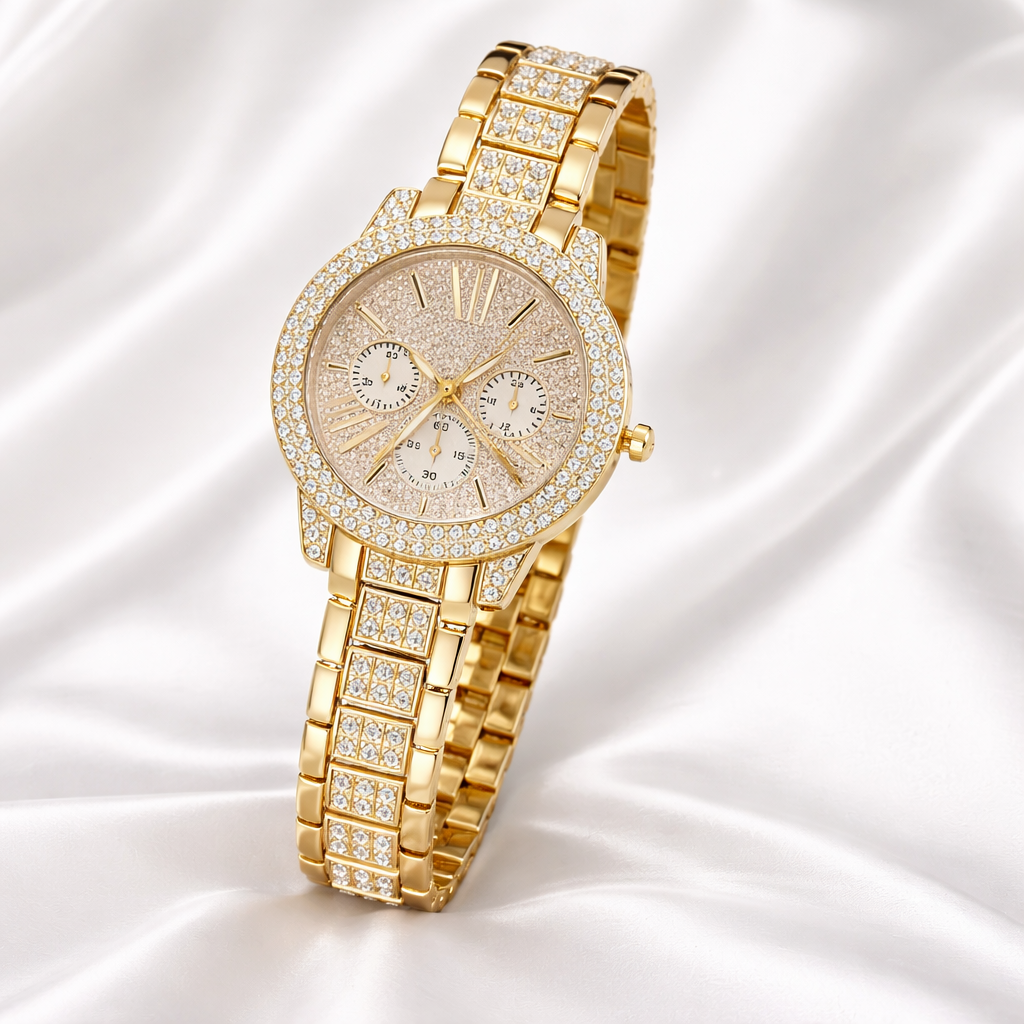 Crystal Luxe Gold Watch