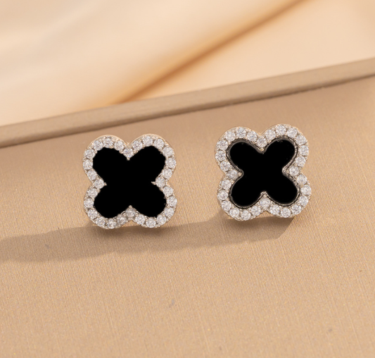 Midnight Clover Studs